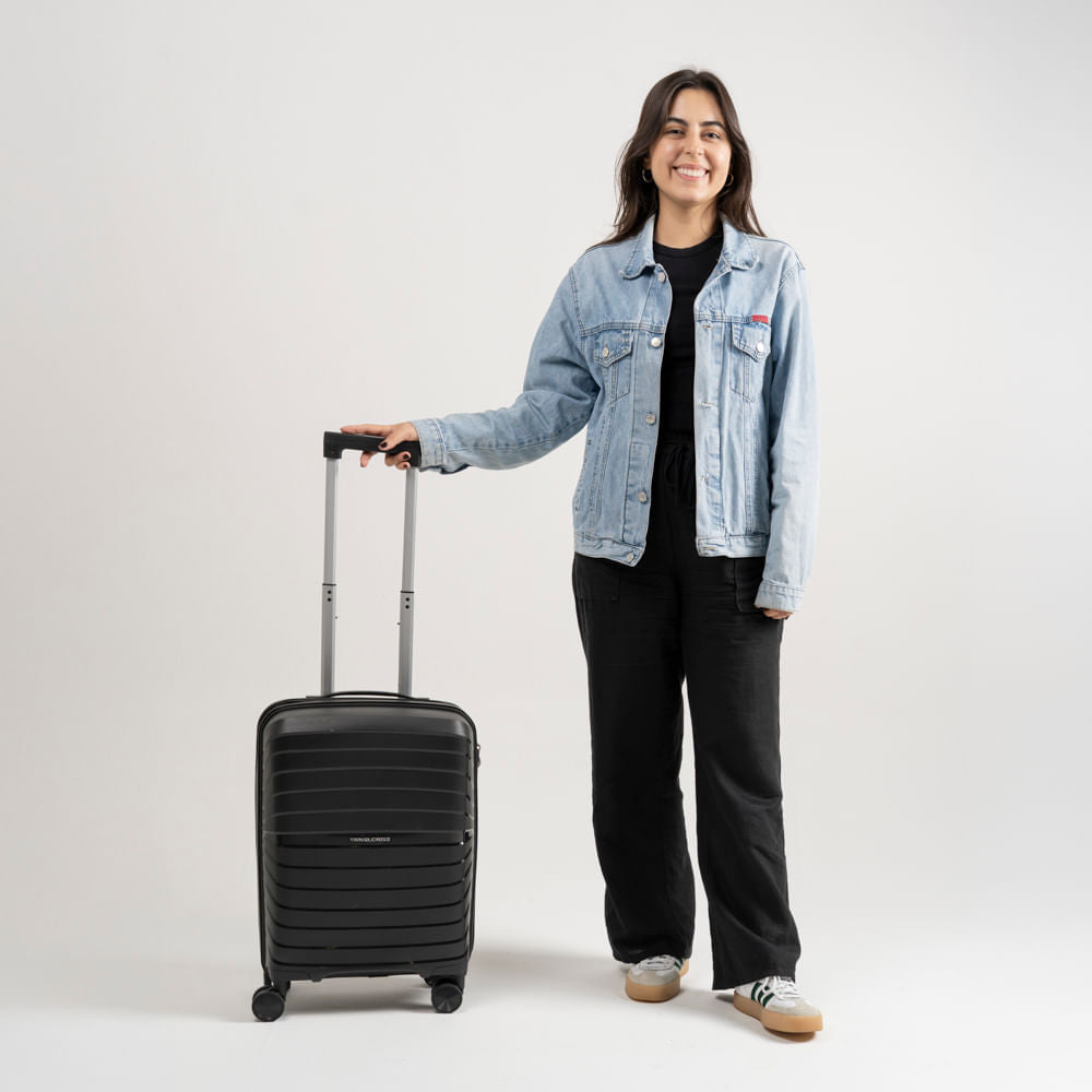 Mala de Bordo 10 Kg Polipropileno 4 Rodas Rover Preta