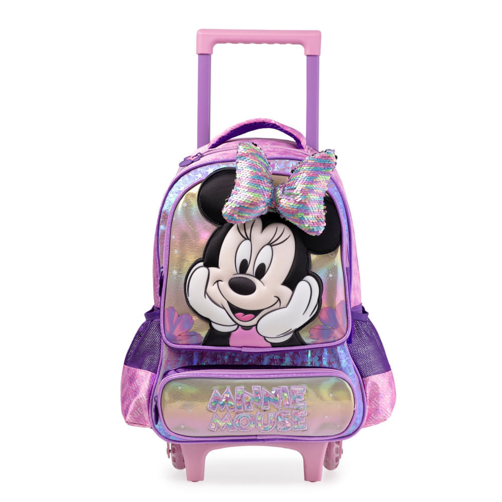 Mochila de Rodinha Infantil Feminina Minnie Lilás