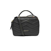 Bolsa Transversal Feminina de Couro Média Zig Zag Matelassê Preta