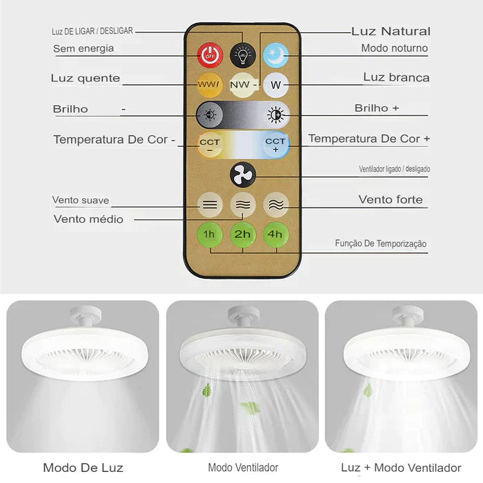 (COMPRE 1 LEVE 2!) Ventilador Led FanLight® + Controle remoto!🔥