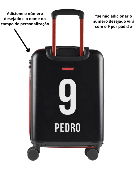 PERSONALIZÁVEL Mala de Bordo 10kg ABS 4 Rodas Flamengo CRF Oficial Preta e Vermelho