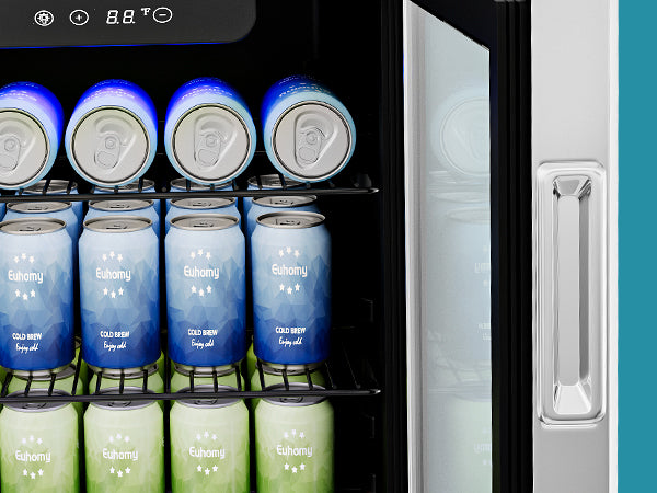 EUHOMY 3.2 Cu.Ft (Pés Cúbicos) Refrigerador de Bebidas e Vinhos Embutido e Independente com Capacidade para 126 Latas