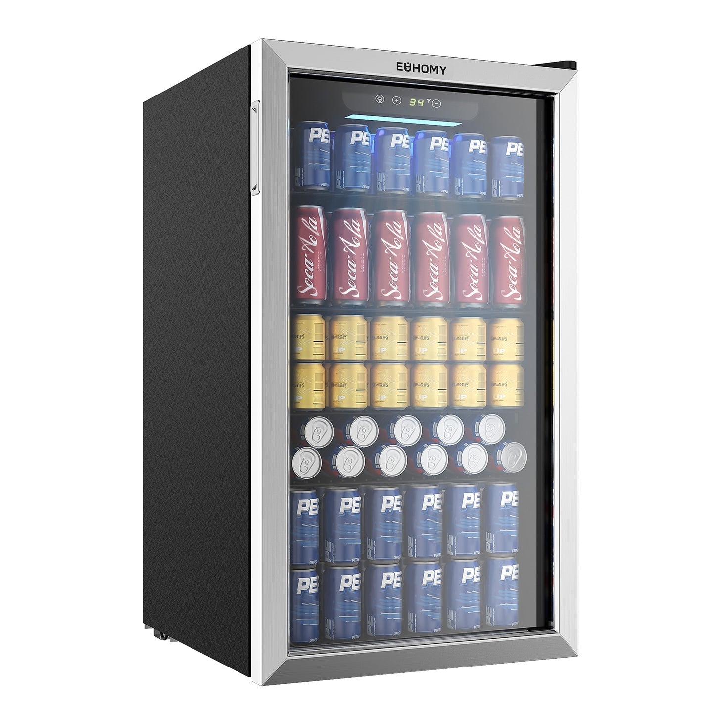 EUHOMY 3.2 Cu.Ft (Pés Cúbicos) Refrigerador de Bebidas e Vinhos Embutido e Independente com Capacidade para 126 Latas