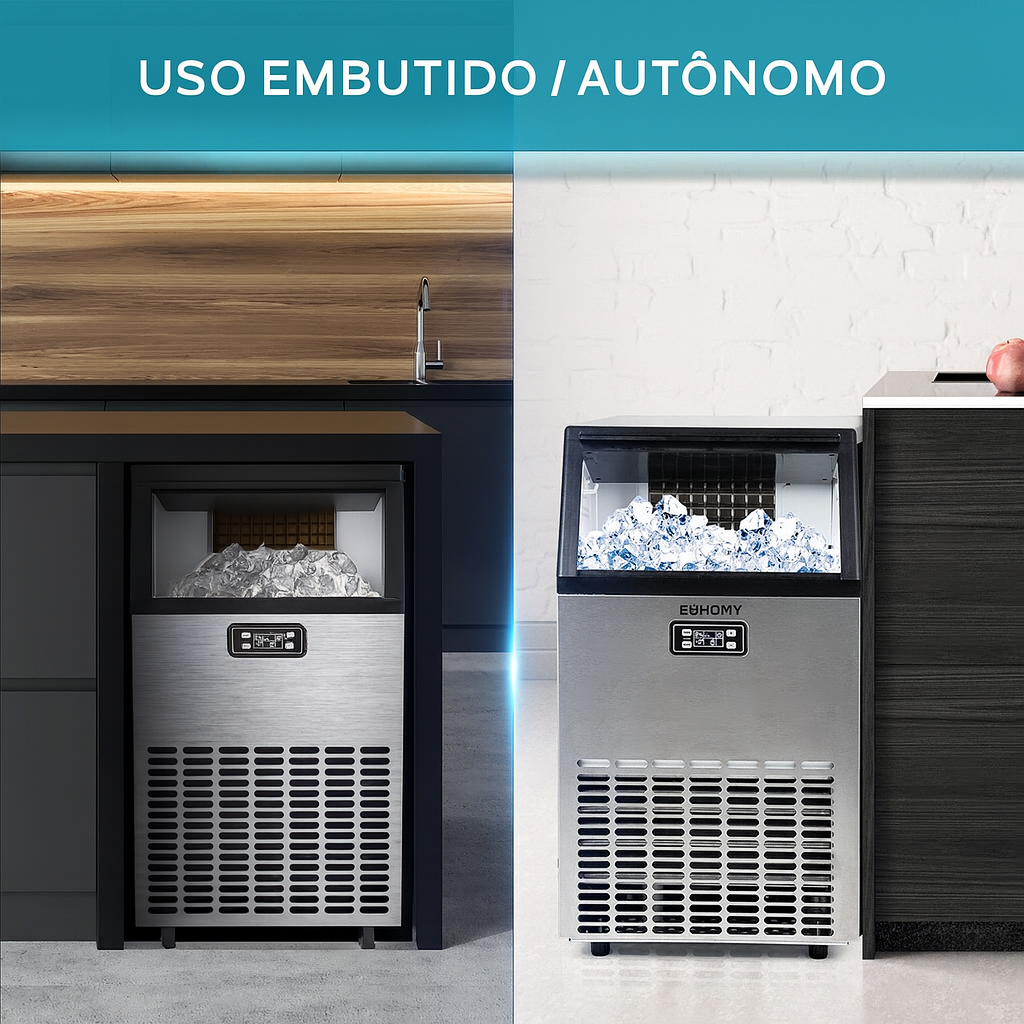 EUHOMY Excelente Recipiente de Armazenamento Embutido Melhor Máquina de Gelo Comercial