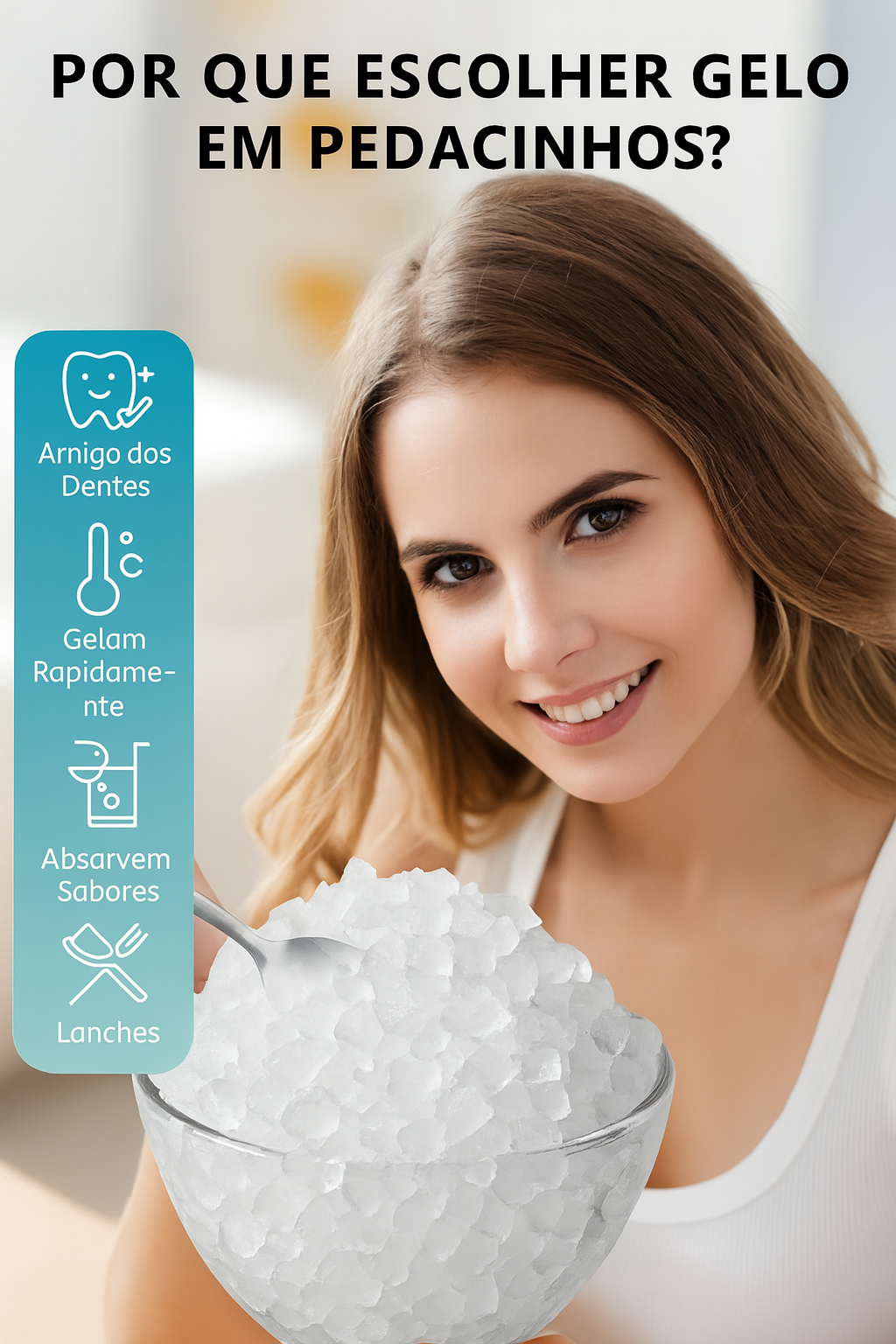 Máquina de Gelo Portátil EUHOMY – Tipo Nuggets, de Bancada, com Função de Autolimpeza (Estilo Sonic)