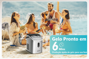 Máquina de Gelo Portátil EUHOMY – Tipo Nuggets, de Bancada, com Função de Autolimpeza (Estilo Sonic)