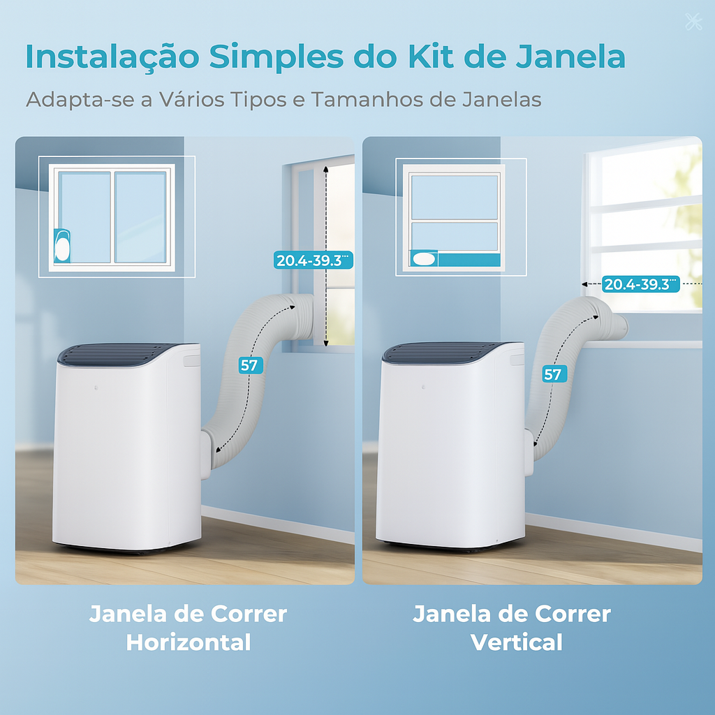 Ar-Condicionado Portátil EUHOMY 14.000 BTU – 3 em 1 com Funções de Resfriamento, Desumidificador e Ventilador