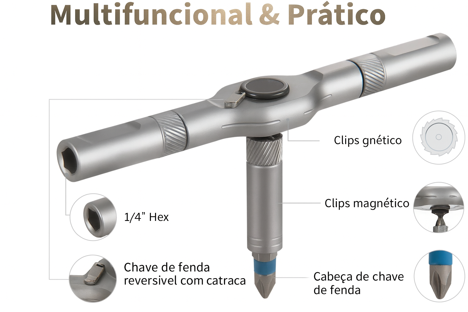 Chave Catraca T-Bar Max Pro 24 em 1