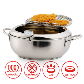 🔥 TrendFritadeira Inox com Termômetro e Escorredor de Óleo 🎉