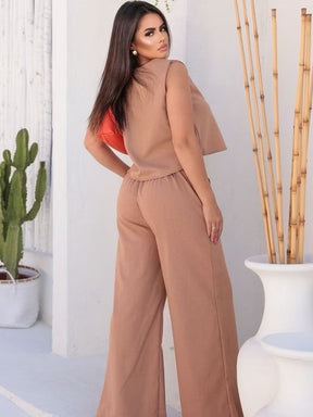 Conjunto Feminino Alfaiataria em Linho – Calça + Blusa Elegante