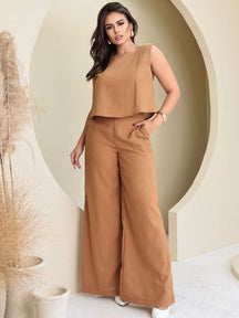 Conjunto Feminino Alfaiataria em Linho – Calça + Blusa Elegante