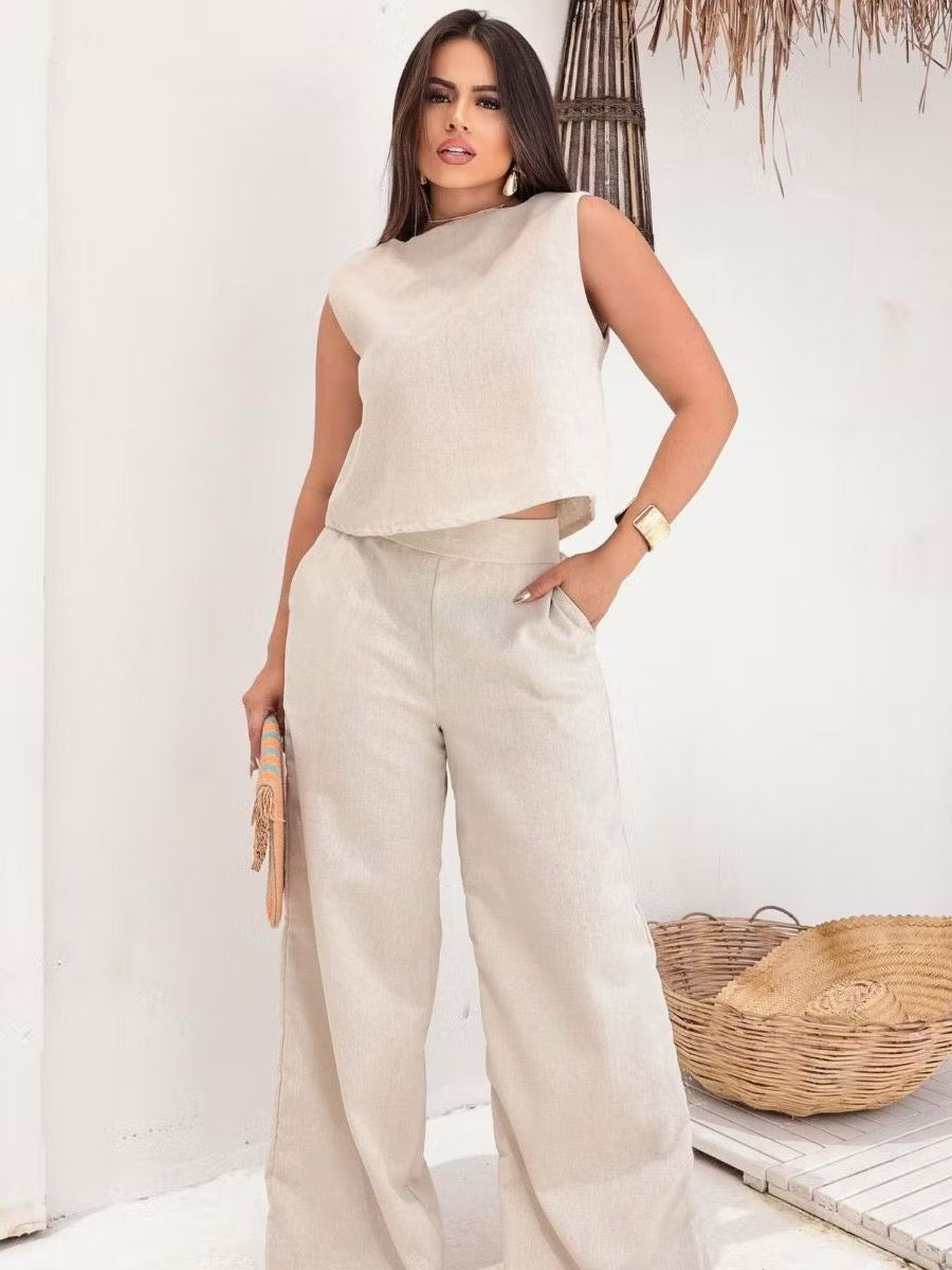 Conjunto Feminino Alfaiataria em Linho – Calça + Blusa Elegante