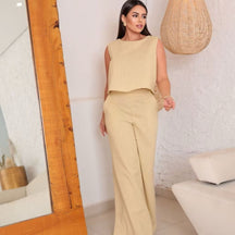 Conjunto Feminino Alfaiataria em Linho – Calça + Blusa Elegante