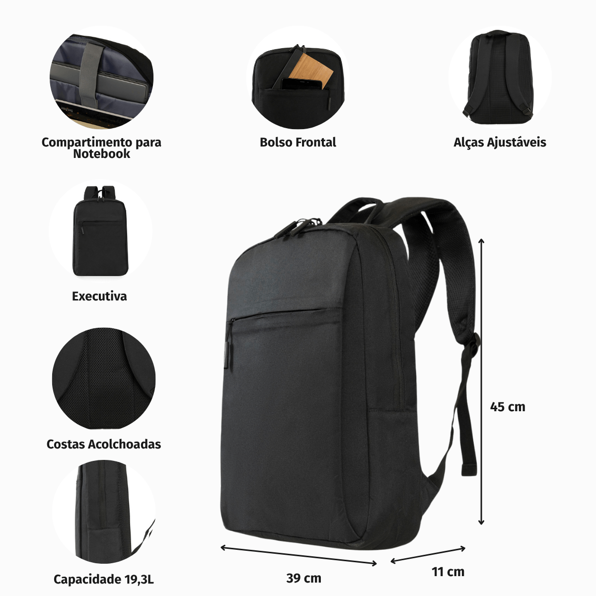 Mochila Masculina Executiva para Notebook Slim Horizonte