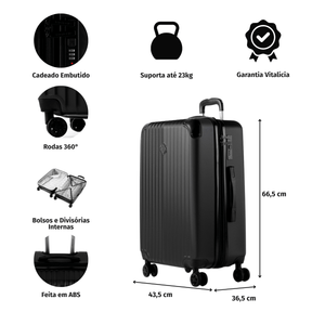 Mala Média 23 Kg ABS 4 Rodas Turquia II Azul Marinho