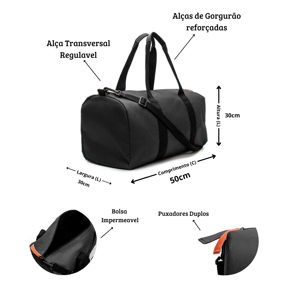 Kit Fitness Bolsa Esportiva Mochila e Necessaire Impermeavel Para Academia e Viagem Alça de Mão Transversal de Ombro
